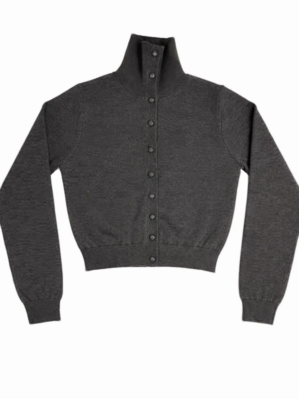 NWT SOIR SLOAN SWEATER Dark Gray Button-Front Mock Neck Sweater size M